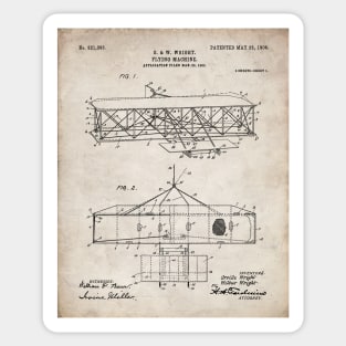 Wright Brothers Airplane Patent - Aviation History Art - Antique Sticker